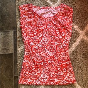 Loft Orange and white paisley top